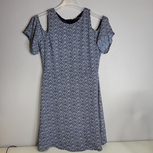 Banana Republic Navy Blue Cut Out Shoulder Floral Print Dress Size 6